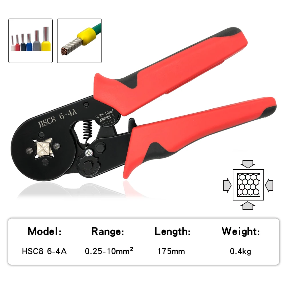 Description Picture 4 of itemWire Terminals Crimping Pliers HSC8 6-4A/6-6A Adjustable Ratchet, Wire Stripping Pliers D1, Connectors Wire Crimping Tool