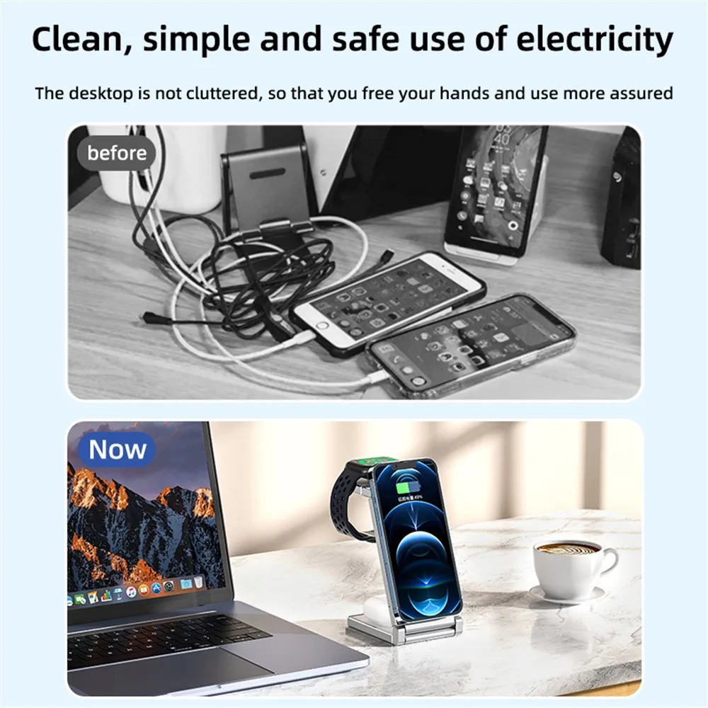 Newest 3 IN 1 Magnetic Wireless Charger Station For iPhone 14 13 12 Pro Max Fast Charging Dock For Airpods Pro Apple Watch 8 7 6