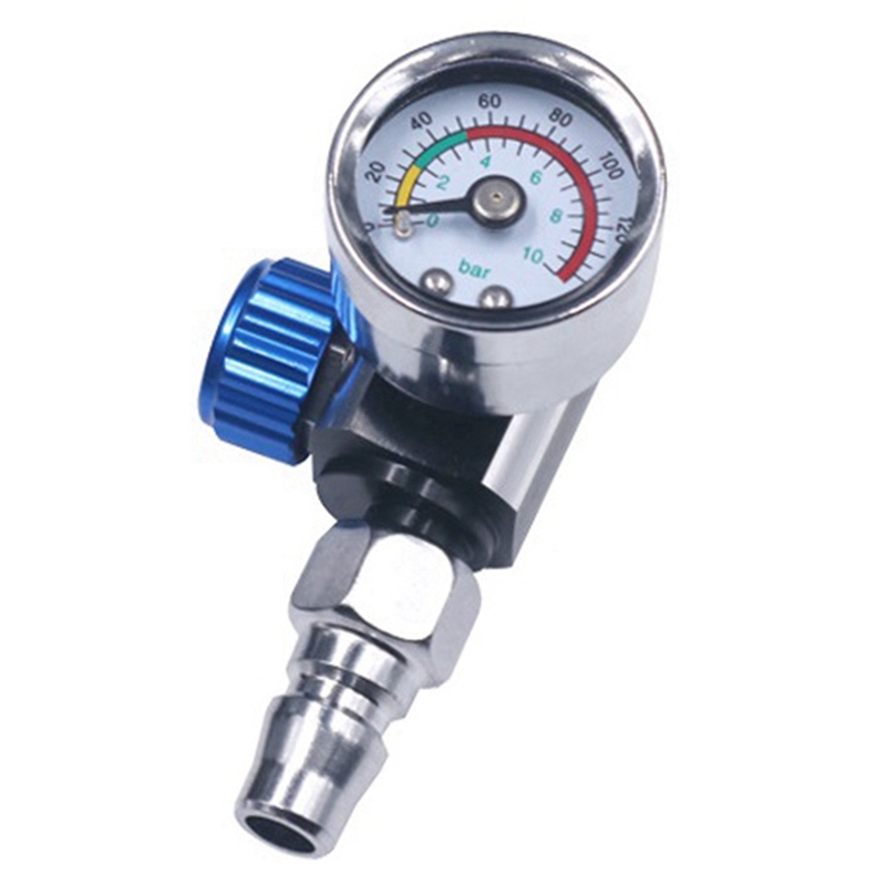 Description Picture 6 of item1/4 Inch Bsp Mini Air Regulator Valve Tool Durable Small Tail Pressure Gauge with Nozzle for Spray Tool