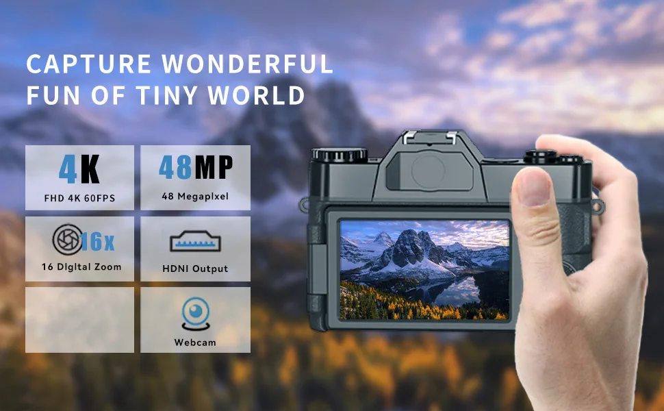 Description Picture 2 of itemDigital Photography Camera 4K WIFI Web Cam Vintage Video Recorder 48MP Streaming Camcorder Camera With Wide Angle Lens