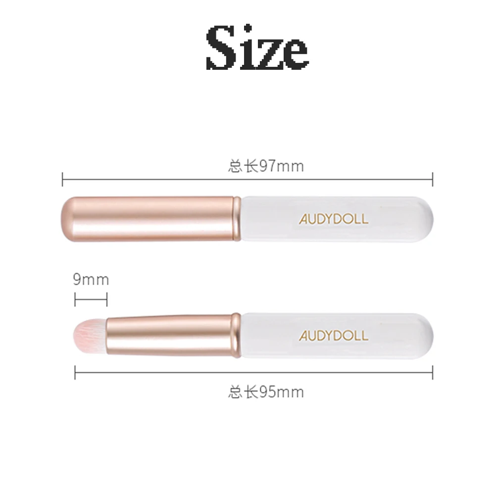 Portable Round Head Lip Brush Professional Mini Concealer Smudge Brush with Cover for Women Girl Makeup Gifts