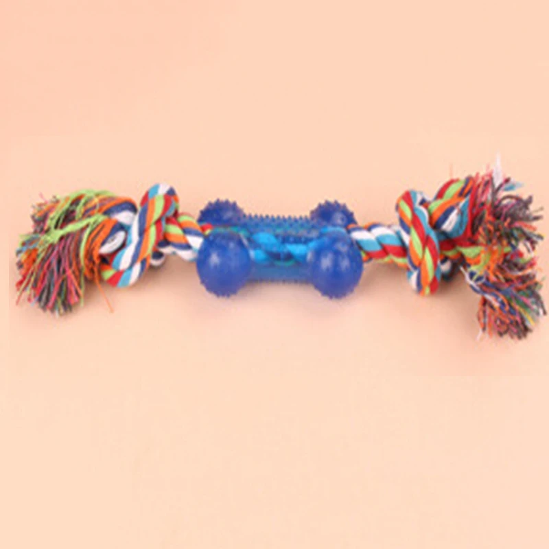 Description Picture 5 of itemPlastic Short Bone Style Dog Rope Toys Dogs Grind Teeth Toys Pet Cotton Rope Chew Toys Dog Chew Toys Pet Supplies