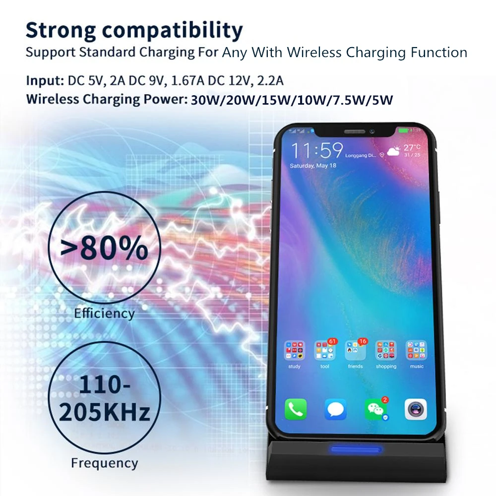 Description Picture 2 of itemFDGAO 30W Wireless Charger For iPhone 14 13 12 11 Pro Max XS XR X 8 Induction Fast Charging Stand for Samsung S22 S21 Note 20 10