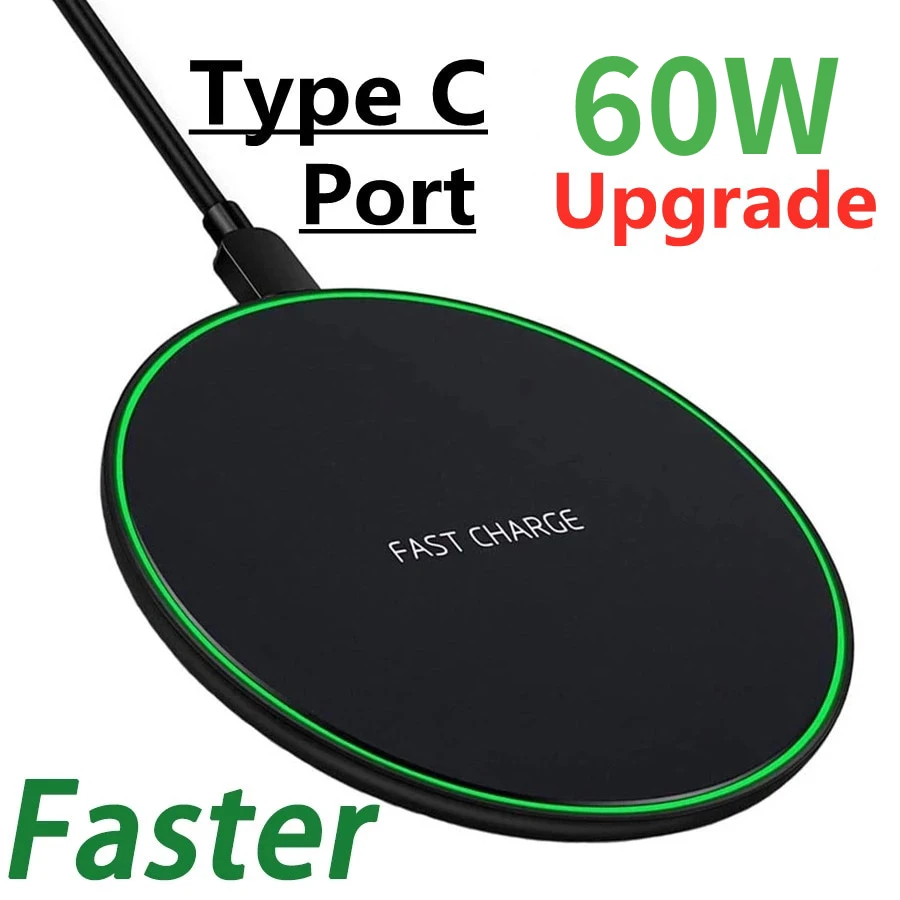 60W Wireless Charger For iPhone 14 13 12 11 Pro XS X XR 8 Type C Fast Charging Pad for Samsung S22 S21 Iconic Brand