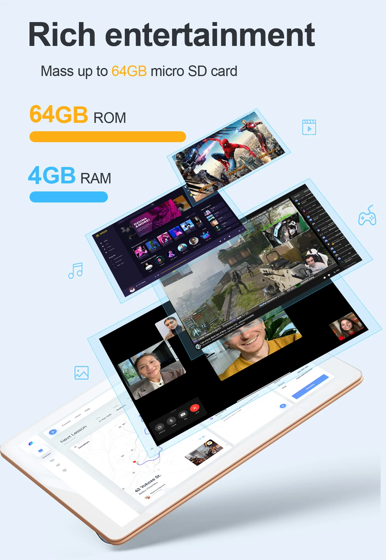 Description Picture 6 of item10 Inch Tablet Pc Android 9.0 Octa Core Phone Call Dual SIM Cards IPS Tab GPS Bluetooth WiFi 4GB/64GB планшет Laptop Tablet 10.1