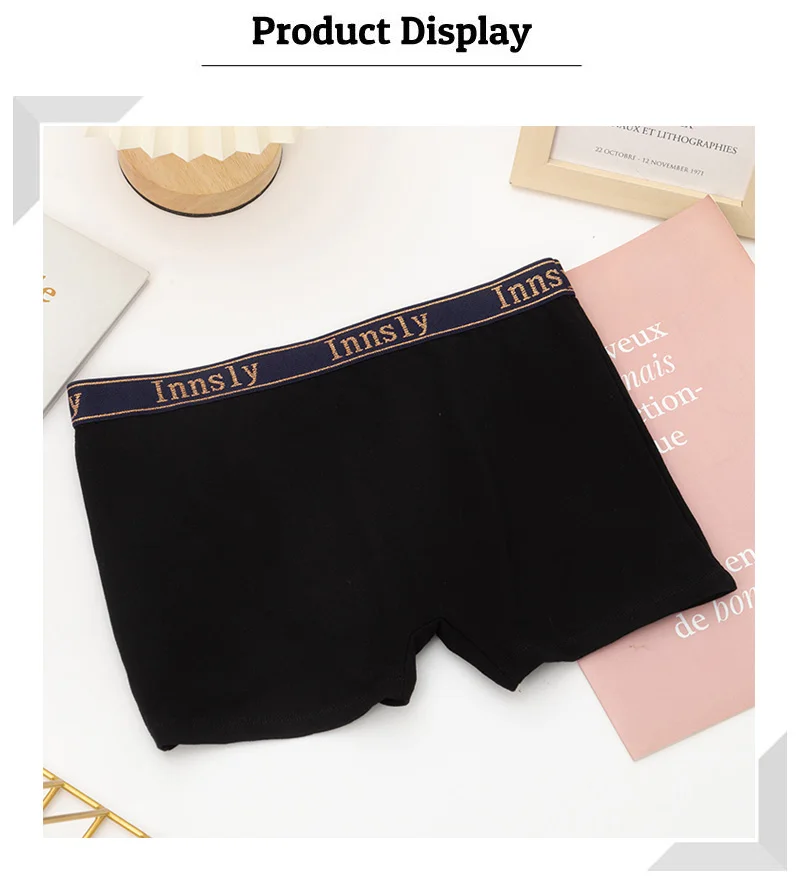 Description Picture 5 of item3Pcs/Set Women Boyshort Boxer Cotton White Underpant Elastic Big Size Panties Female Underwear Protective Shorts Under The Skirt