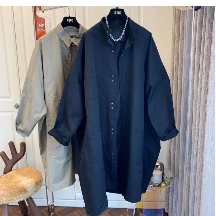 Description Picture 5 of item2023 Winter Korean Casual Style Solid Color Single Breasted Basics Windbreaker Women's Office Lady Style Parkas Trench Coat