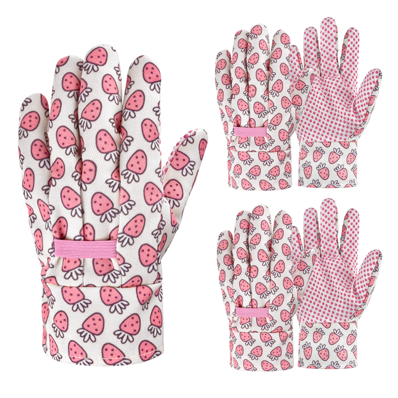 Description Picture 2 of item3 Pairs PVC Children Dots Garden Gloves for Yard Work Kids Toddlers Gardening Gloves for Age 1-6