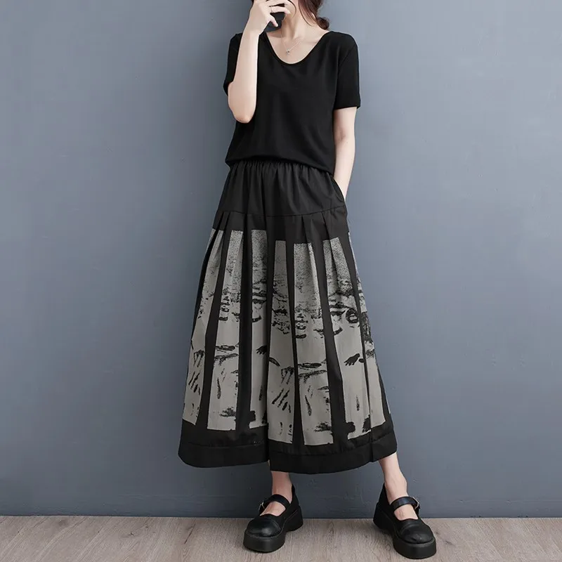 Description Picture 3 of itemblack oversized Elastic high Waist vintage Casual loose summer clothes wide leg Pants for Women 2023 Trousers Streetwear