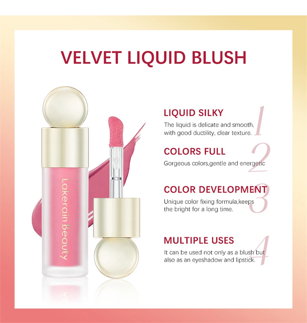 Description Picture 6 of itemMatte Liquid Powder Blusher Mousse Peach Cream Outline Shadow Colored Cheek Rough Blush Waterproof Face Makeup Cosmetics