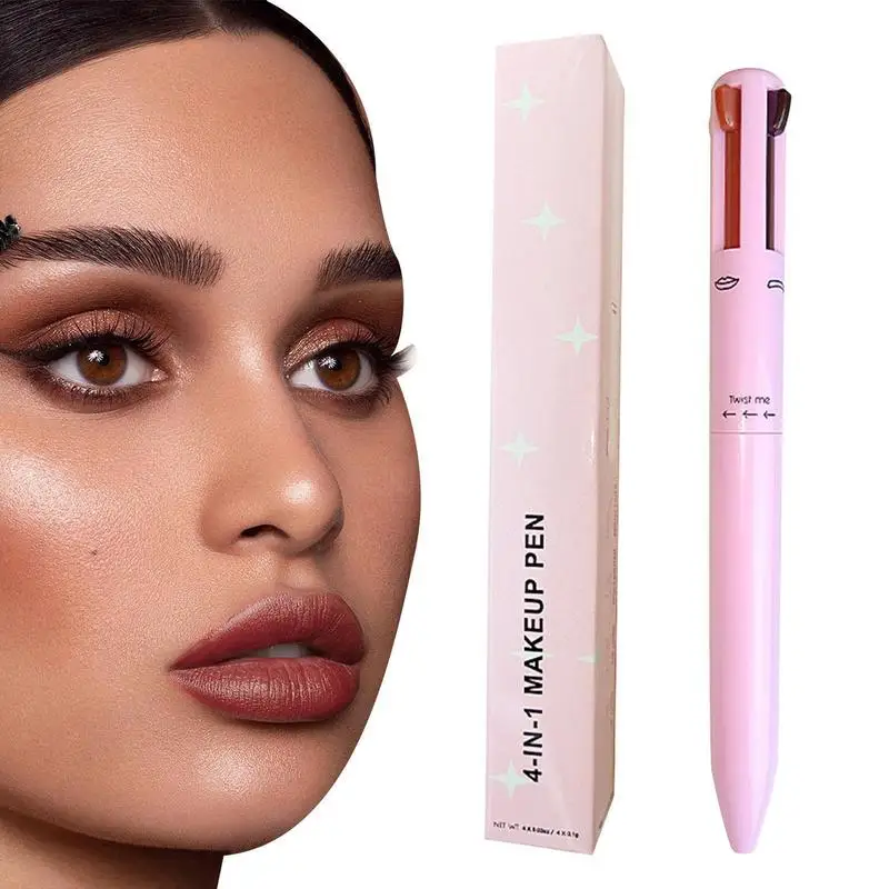 4 In 1 Makeup Pen Muti-use Long Lasting Eyebrow Highlighter Lip Make Up Cosmestic Pencil Sweat Resistant For Work Travel Use