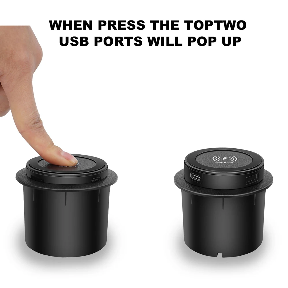 Description Picture 6 of item46W Furniture Desktop Embedded Table Wireless Charger Station QC3.0 USB Type C PD Fast Charging For iPhone 13 14 12 Samsung S23