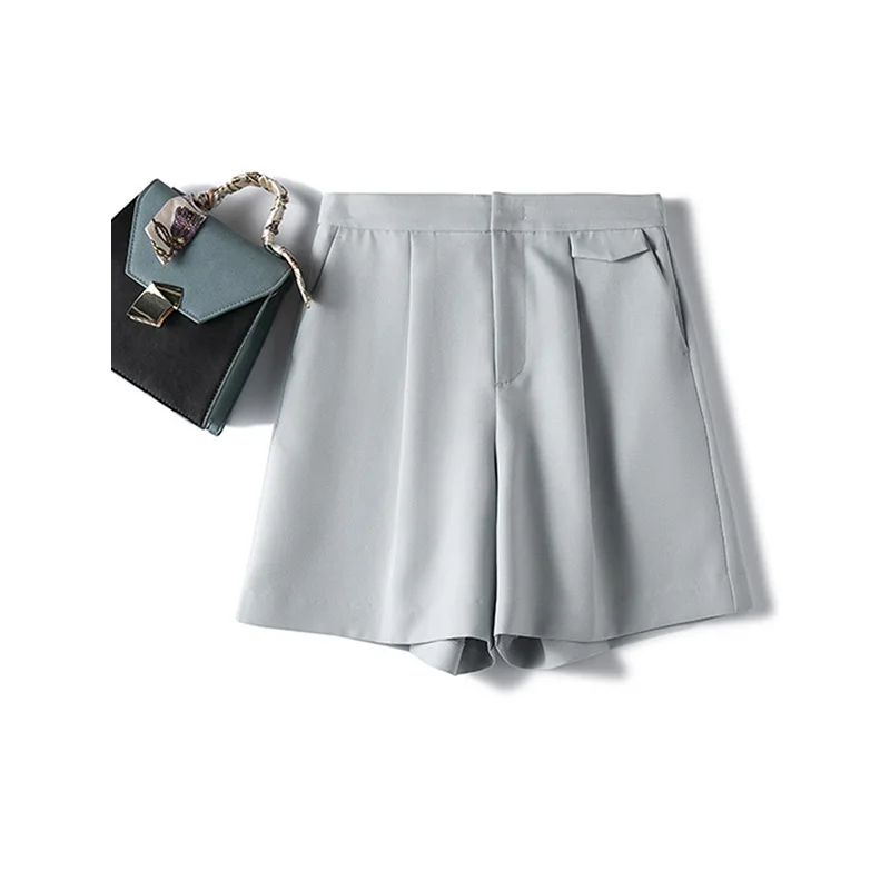 Description Picture 3 of itemSuit shorts, women's loose fitting wide leg, high waist, straight tube, fashionable casual pants, small and thin