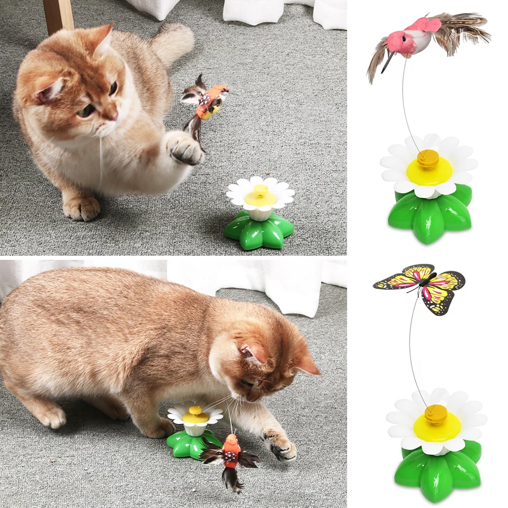 Description Picture 3 of itemAutomatic Rotating Electric Cat Toy Colorful Butterfly Bird Animal Shape Plastic Funny Kitten Pet Dog Interactive Training Toys