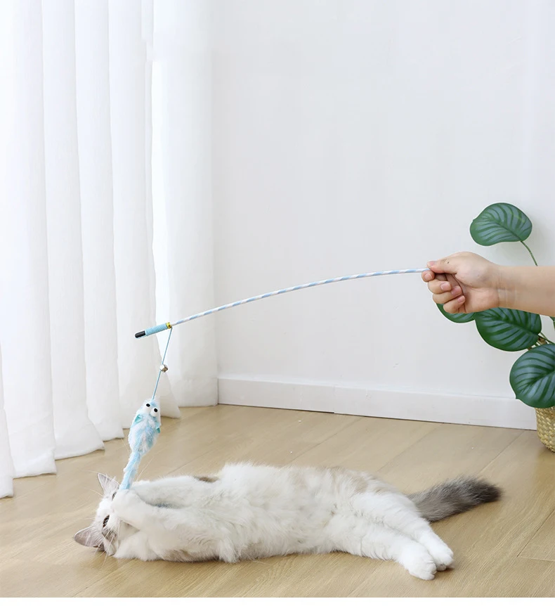 Description Picture 6 of itemCat Toys Funny Cat Stick Bouncy Rod Bell Bait Cat Toy Plush Longtail Mouse Stripe Funny Cat Stick Pet Supplies Cat Accessories
