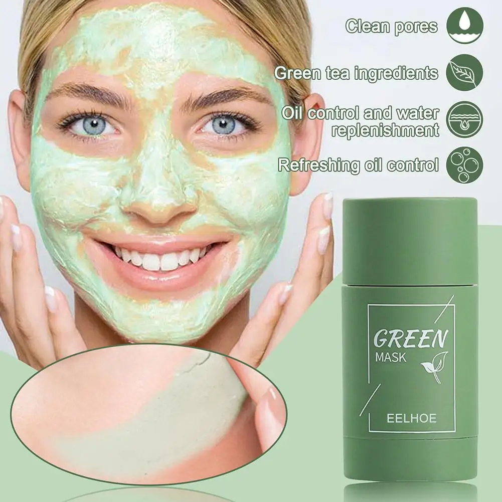 Description Picture 2 of item1pc Cleansing Green Stick Green Tea Mask Purifying Clay Stick Mask Oil Control Anti-Acne Eggplant Whitening Skin Care Face Mask