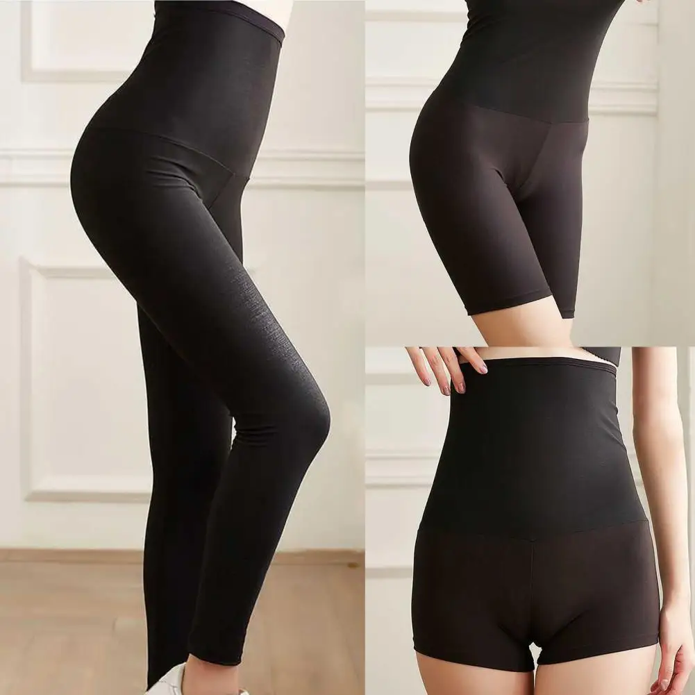 Description Picture 3 of itemBody Shaper Pants Women Shorts Solid Color Fat Burning High Waist Waist Trainer Sauna Pants Skinny Knee-length Shorts for Sports