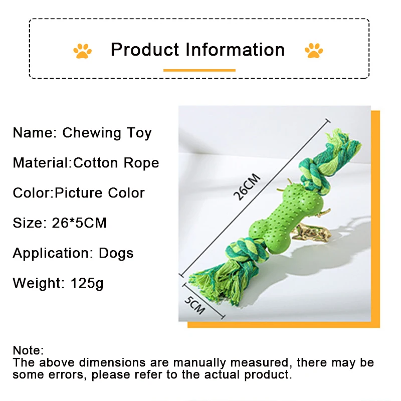 Description Picture 6 of itemPet Chew Toy TPR Plastic Bone Dog Toys Clean Up Puppy Tartar Molar Teeth Handmade Cotton Rope Robust Bite Resistant Dogs Product