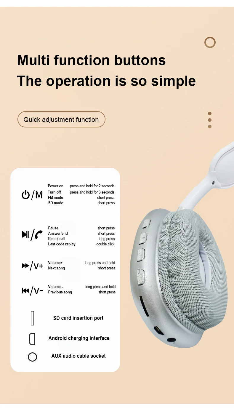 Description Picture 6 of itemHeadphones P9 Pro MAX Wireless Bluetooth Earphones Sports Music Gaming Earpieces Air Pods Headsets For Phones Tablet ipad laptop