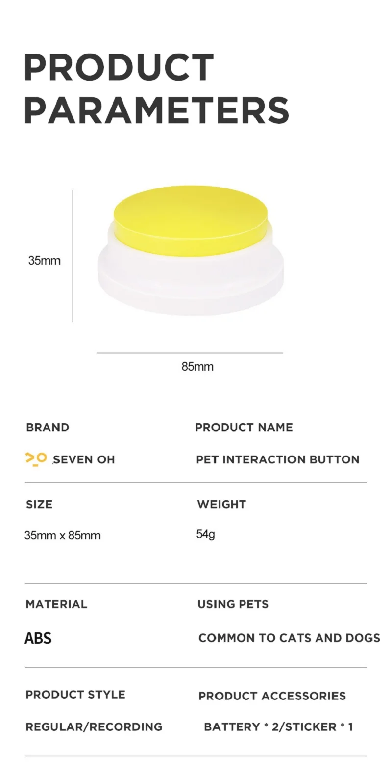 Description Picture 3 of itemVoice Recording Button Dog Toys Recordable Learning Training Communication Talking Speaking Button Pet Interactive Sounding Toys