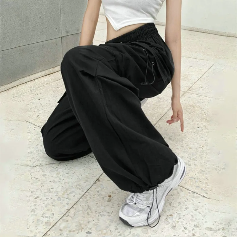 Description Picture 5 of item2023 Autumn Fashion Casual Pants Women Retro Workwear Baggy Straight Trousers Wide Leg Pockets Joggers Trousers Y2k Streetwear