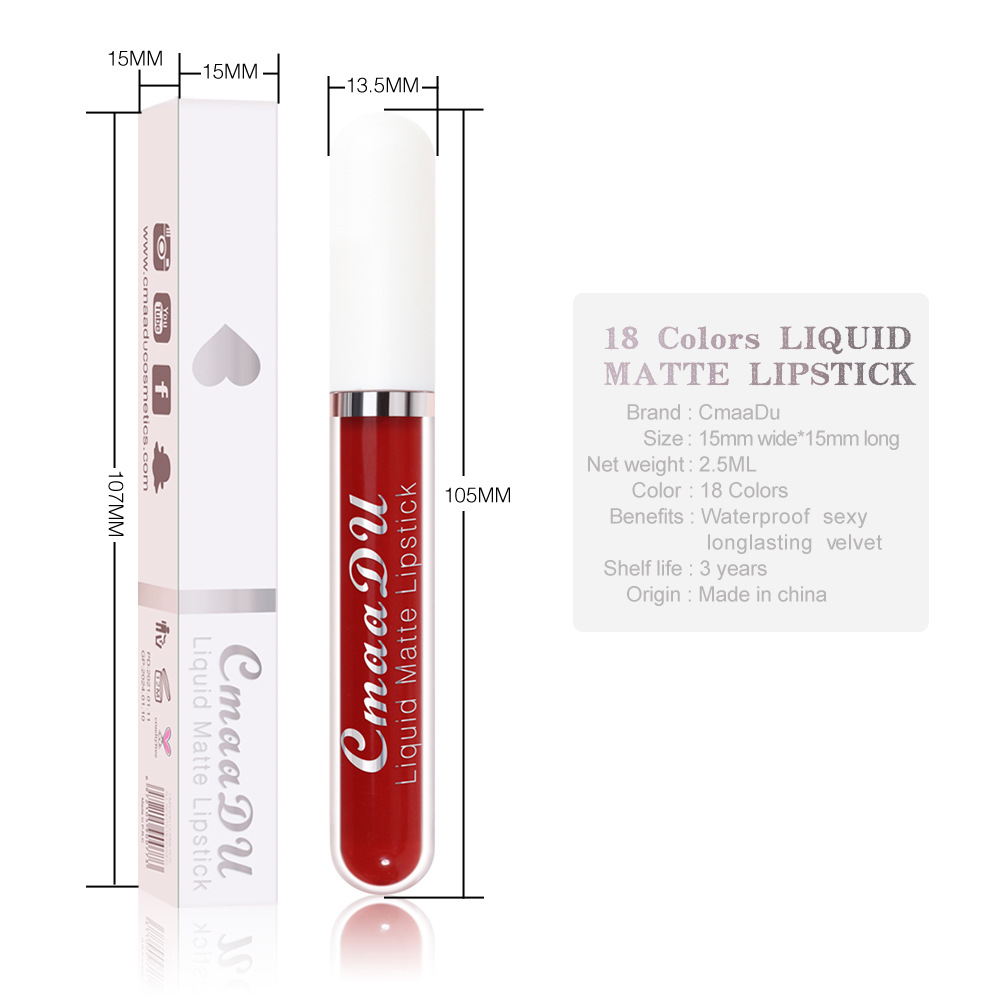 Description Picture 4 of itemMatte Velvet Lip Glaze Waterproof Lasting Moisturizing And Not Easy To Fade Lip Gloss Lipstick Lips Makeup Cosmetics