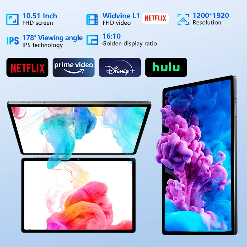 Headwolf HPad 5 Android 13 Tablet 10.5 inch Max 16GB RAM 128GB ROM Phone Tablet PC Widevine L1 Battery 8500 mAh Camera 8MP+20MP
