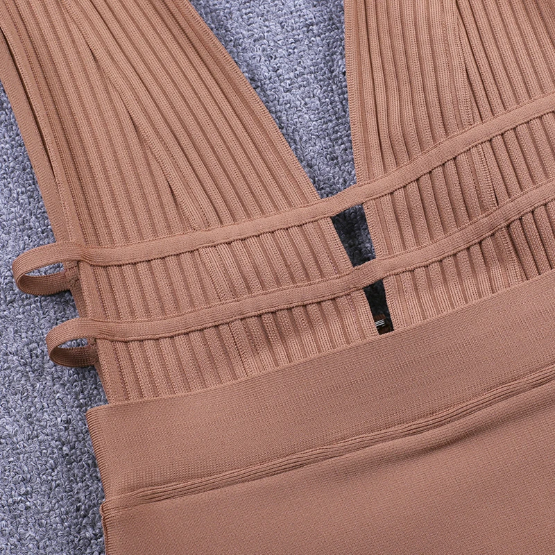 Description Picture 6 of itemWillBeNice Women Hollow Cut Out Bandage Dress 2019 New Sexy Deep V-Neck Sleeveless Bodycon Club White Evening Party Dress