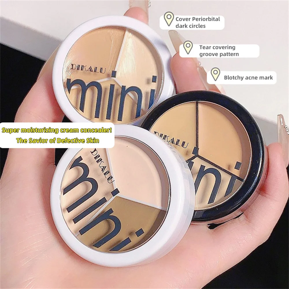 Description Picture 4 of item1~10PCS Moisturizing Contour Concealer Palette with Brush 3 Colors Full Coverage Acne Spot Dark Circles Concealer Cream Makeup
