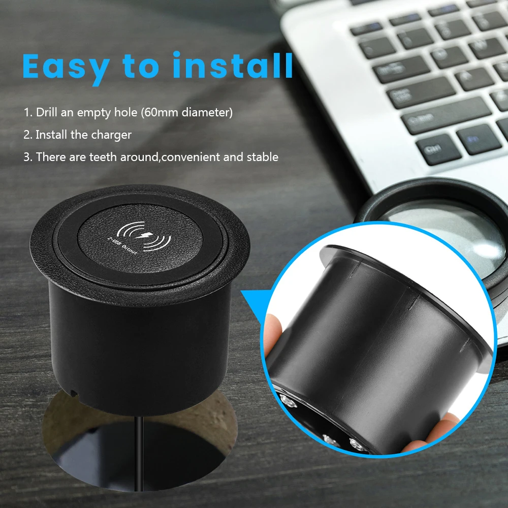 18W Wireless Charger Furniture Desktop Embedded Fast Wireless Charger For Iphone 11 X Samsung S10 Table Office Phone Charger
