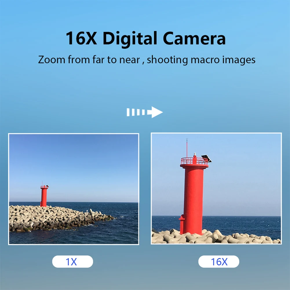 2.4 Inches HD 1080P Digital Camera Rechargeable with 16x Zoom Compact Camcorder 44MP Professiona Photography Cam for Teens Party