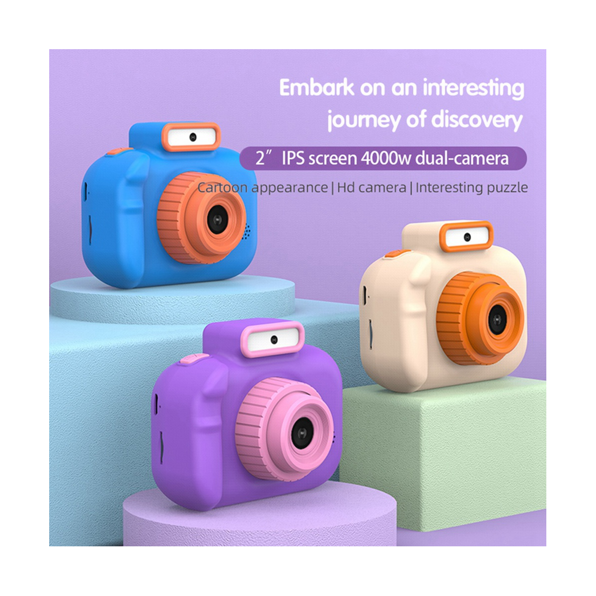 Description Picture 5 of itemChildren's Camera High-Definition 4000W Front Rear Dual-Camera 2 Inch 1080P HD Screen Digital Camera Photography, B