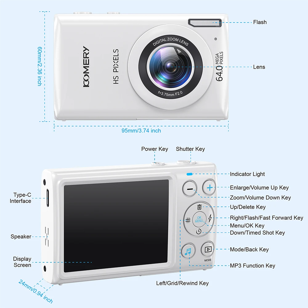 Description Picture 2 of item4K HD Digital Camera Children Learn Camera For Children Gift Camcorder With 18x Zoom Compact Cameras for Beginner Photography