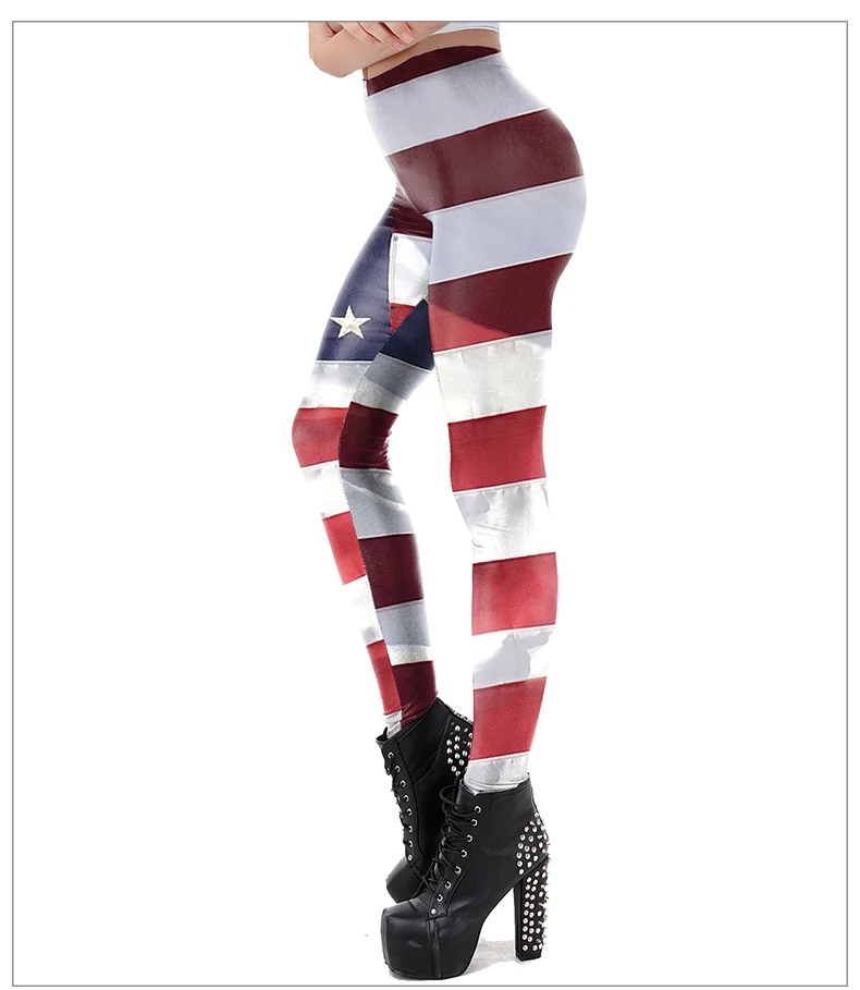 Description Picture 5 of item[You're My Secret] New Trend Women Legging High Waist Tights Sexy Pants Fitness Legins American Flag Skull 3D Print Legging
