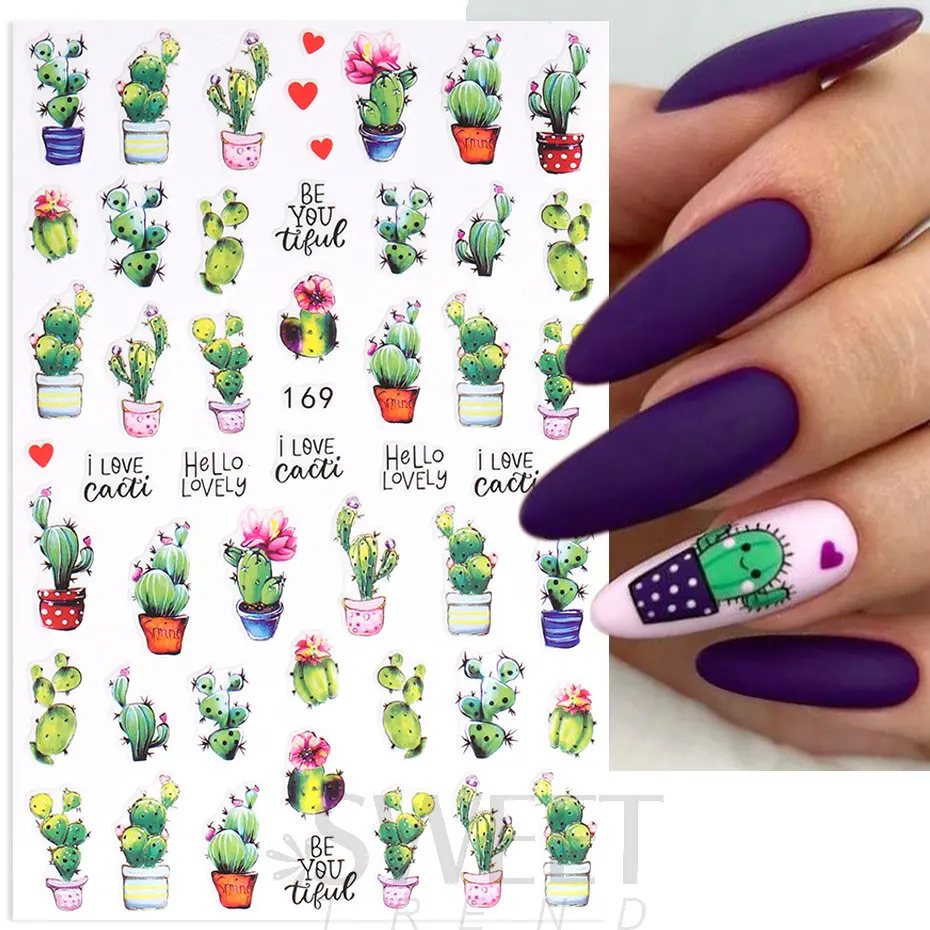 Cartoon Ant Nail Stickers 3D Cute Nail Decoration Ladybug Succulents Evil Eye Ice Cream Kawaii Sliders Summer Manicure Tips BEEB