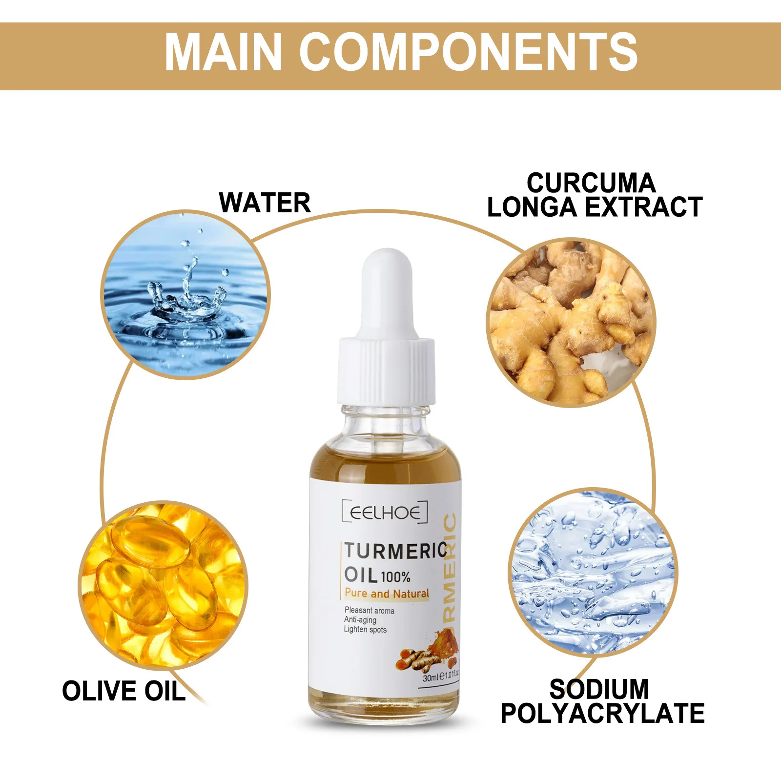 Description Picture 4 of itemTurmeric Freckle Whitening Serum Curcumin Oil Brighten Fade Dark Spot Removal Pigment Melanin Correcting Beauty Face Skin Care