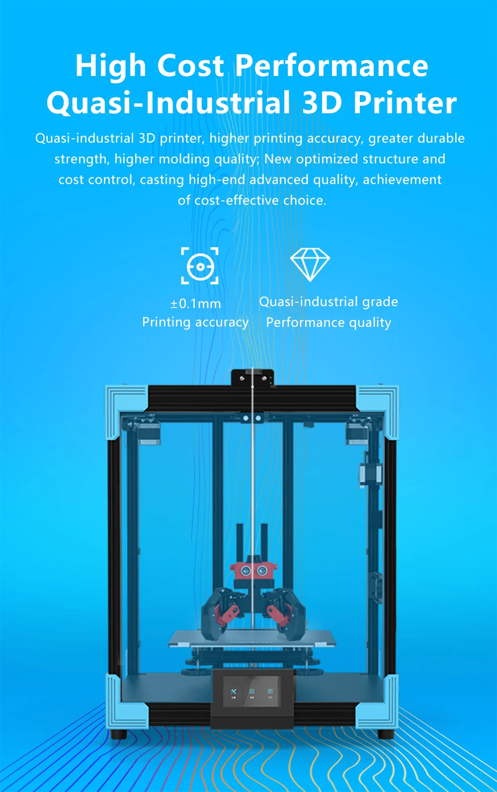 Description Picture 6 of item4.3 inch Touch screen Fast Printing Speed and High Presicion 3D Printer Core XY Direct Drive Extruder 250*250*400mm 3d Machine