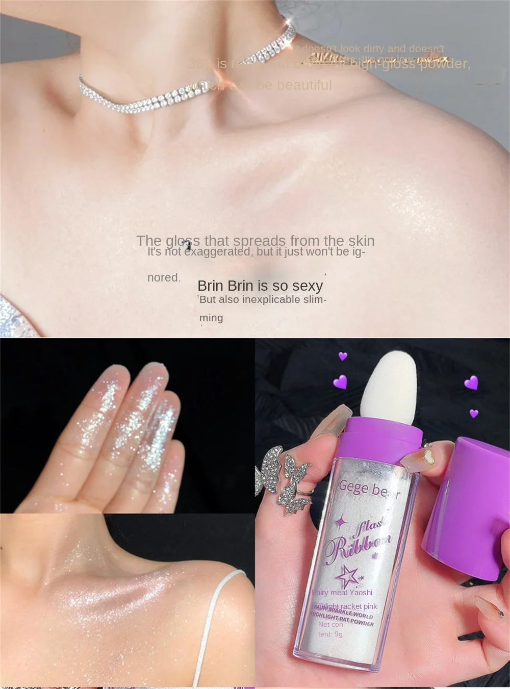 Description Picture 5 of item3colors Highlighter Glitter Fairy Powder Contour Shading Powder Shimmer Highlighter Stick Illuminator Makeup for Face Body
