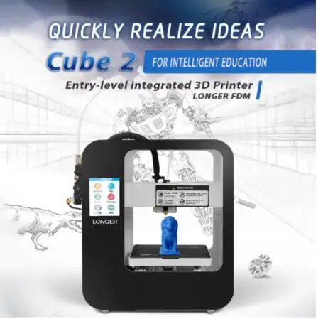 LONGER Cube 2 Mini Desktop 3D Printer Fully Assembled with 2.8 Inch LCD Touchscreen 120*140*105mm Detachable Nozzle Resume Print