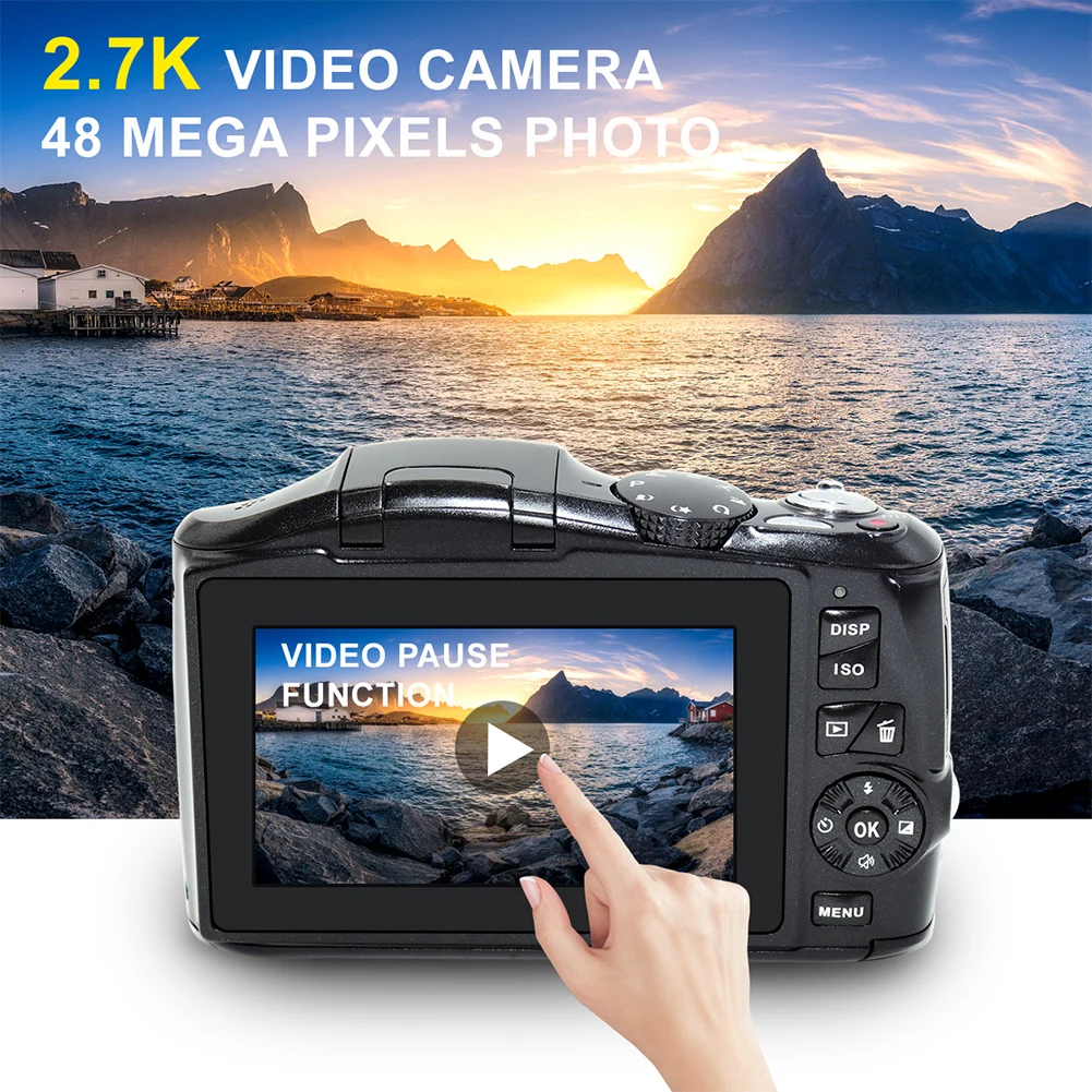 2022 48 Million Pixel Digitial Camera 2.7K HD Mirrorless Digital Camera WIFI Camera for Kids Girls Gift Max 128g Video Camera