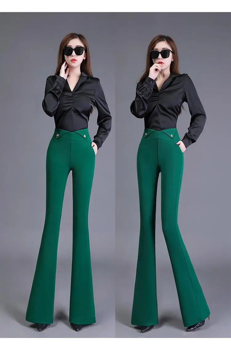 Description Picture 5 of itemElegant Fashion Women High Waist Suit Pants Spring Autumn New Simple Slim Korean Streetwear Casual Solid All-match Flare Trouser