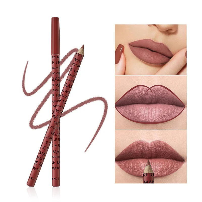 Description Picture 5 of item12 Colors Lipliner Pencil Set Lip Liner Velvet Matte Lipstick Pen Eye Makeup Eye Shadow Pen Long Lasting Eyebrow Pencil Comestic