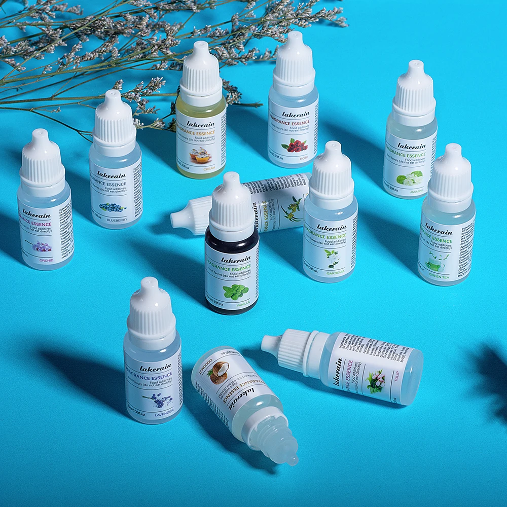 12pcs/box 10ml Vegan Natural Flavoring Oil Scents Essence Oil Drops Liquid Pigment Dyeing Color for Lip Gloss Diy Use