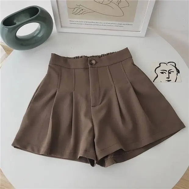 Description Picture 3 of itemsuit shorts women's summer thin 2023 new high waist slim small loose wide leg A-line pants  pantalones de mujer cintura alta