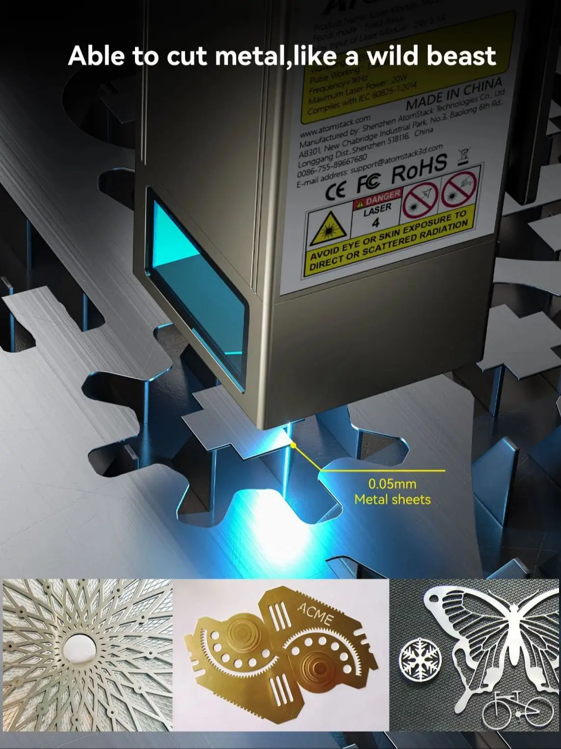 Description Picture 5 of itemAtomstack S20 X20 A20 Pro with Extension Kit Up to 850mm*800mm 130W Quad-Laser Engraving and Cutting Machine Cutter Engraver