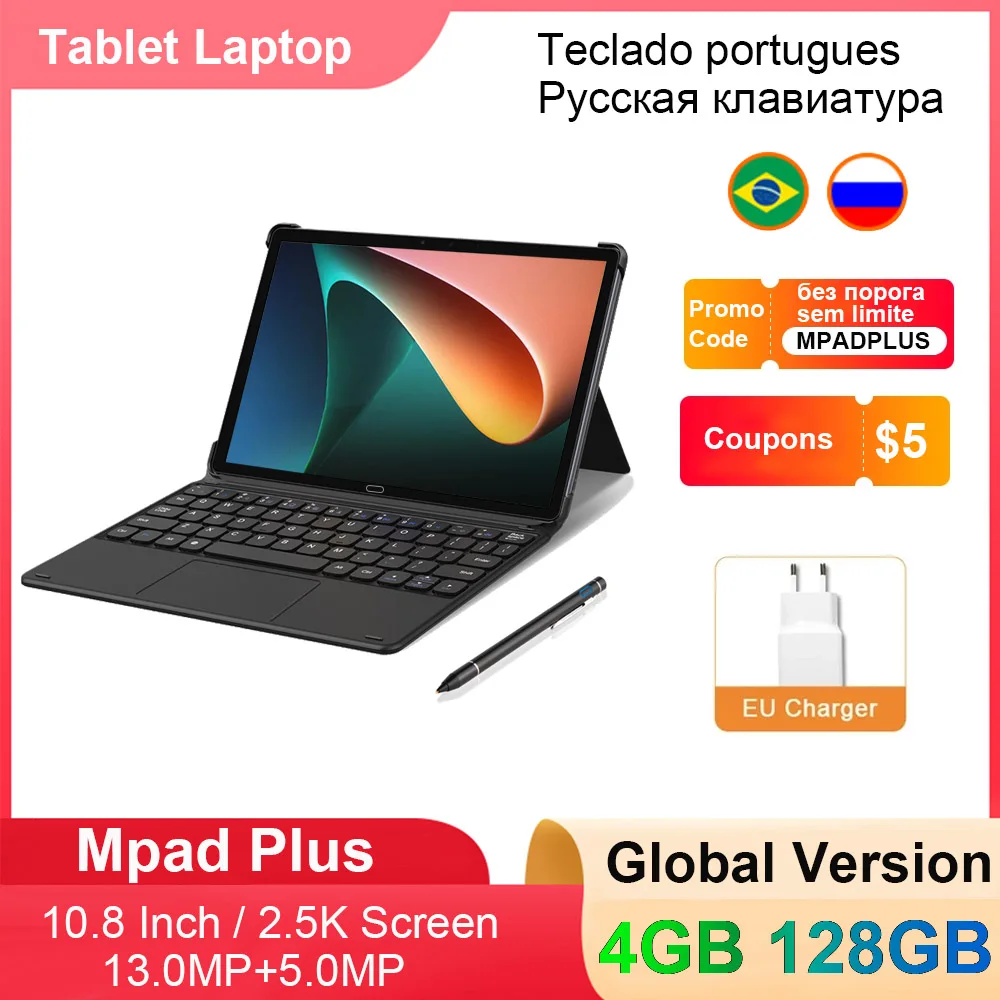 Global Version Mpad plus Deca Core 10.8 inch 2.5K FHD Screen 2560*1600 2 In 1 Tablet Android 4G LTE Tablet With keyboard
