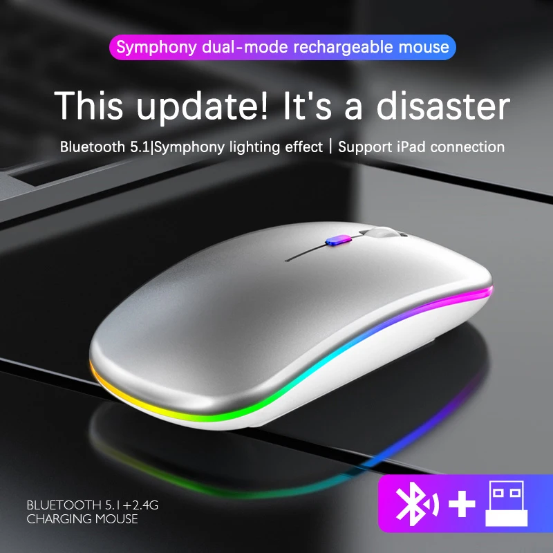 Description Picture 6 of item2.4G Wireless Mouse RGB Rechargeable Bluetooth Mice Wireless Computer Mause LED Backlit Ergonomic Gaming Mouse for Laptop PC