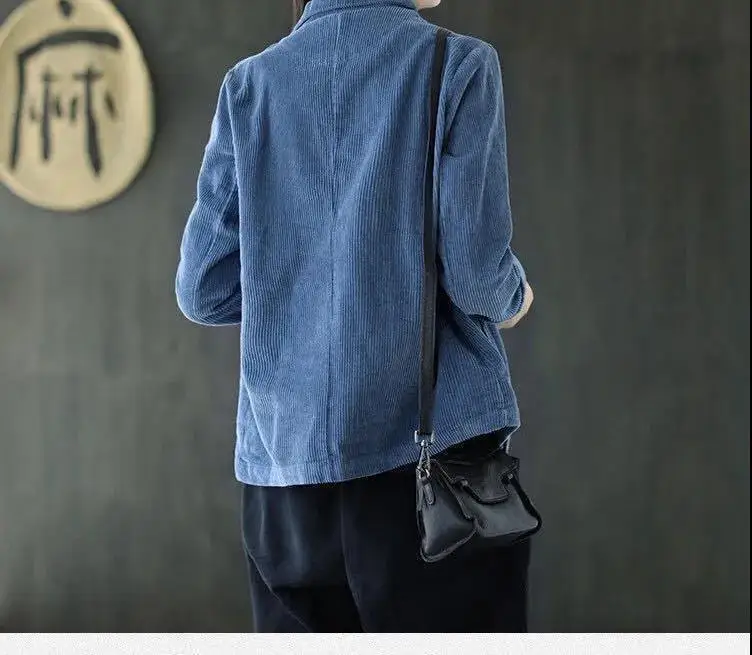 Description Picture 5 of itemBlazers Women Corduroy Jacket Popular Oversized Notched Vintage Pure Harajuku Autumn All-match Retro Outwear Cardigan