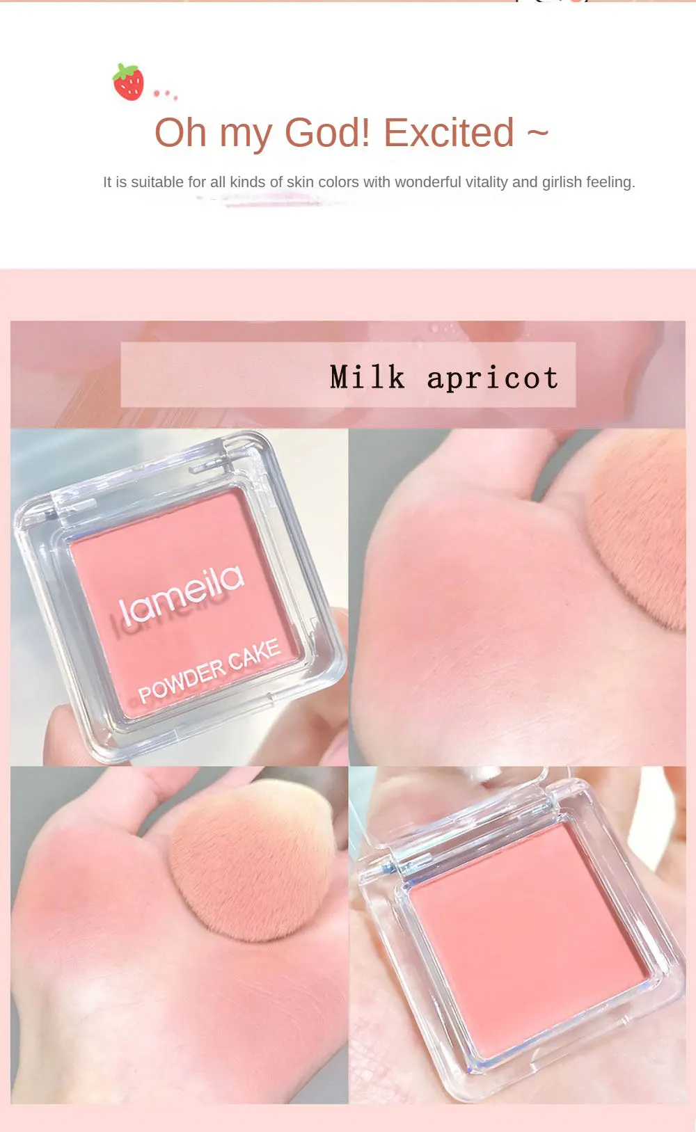 Description Picture 5 of item1/4Pcs Monochrome Powder Blusher High Gloss Eyeshadow Waterproof Natural Cheek Carmine Face Rouge Brightens Tone Modify Contours