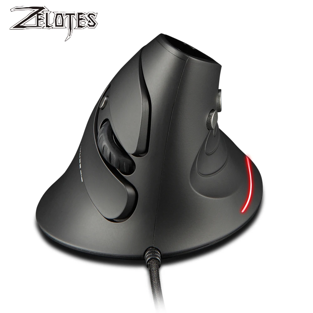 ZELOTES T-30 Mouse Wired Optical Mouse Vertical Mouse USB Wired Gaming Mouse 6 Keys Ergonomic Mice with 3200 DPI for PC Laptop